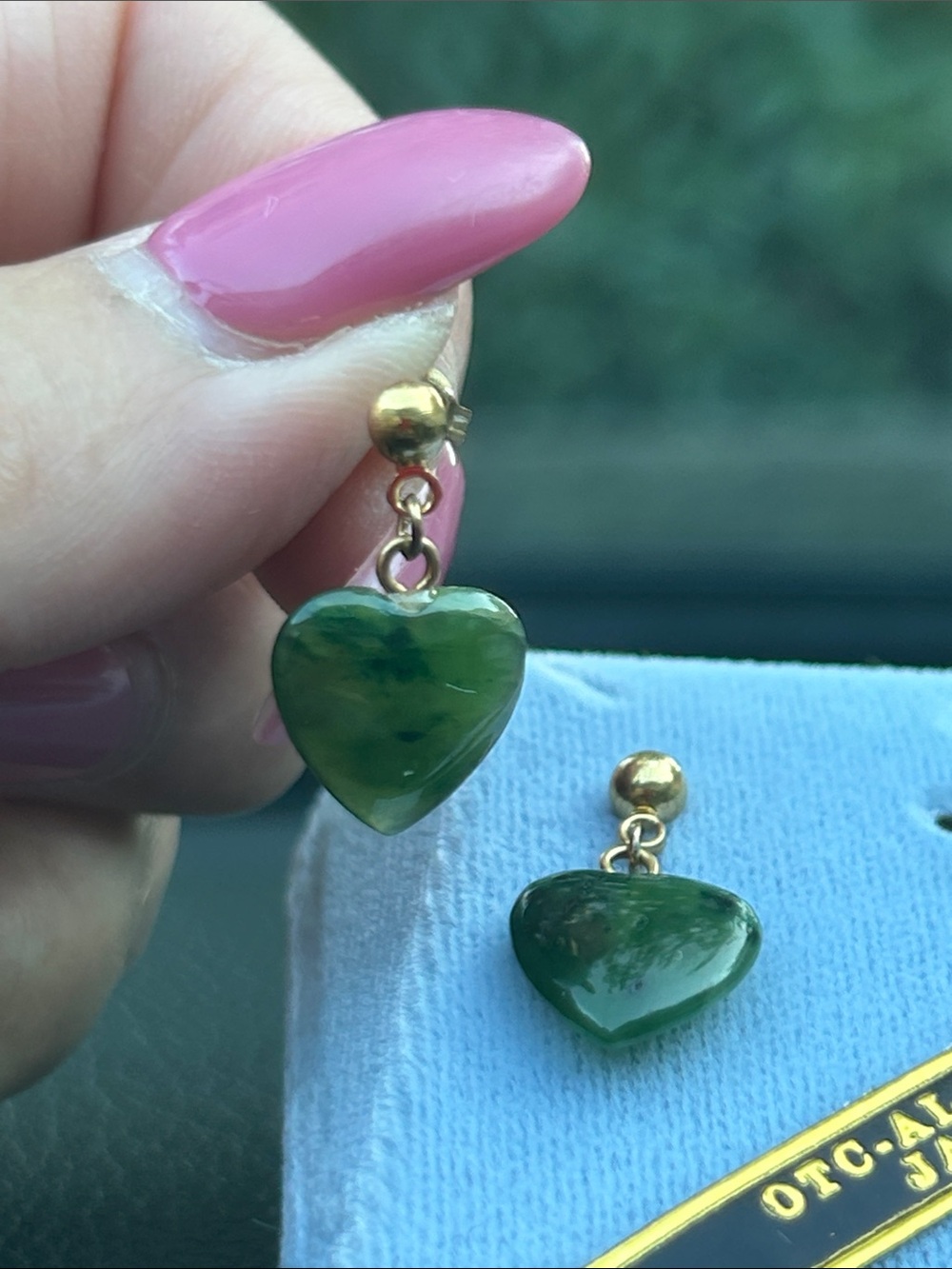 Vintage Green Jade Heart Drop Earrings - Women Jewelry